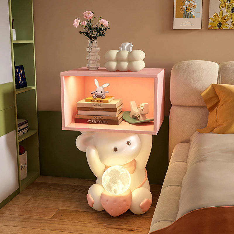 Sweet Rabbit Resin Cabinet Nightstand — Nightstand / Pink