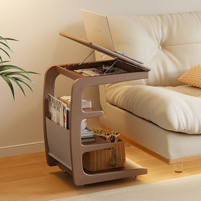 Modern Rubber Wood 4-Tier Side Table