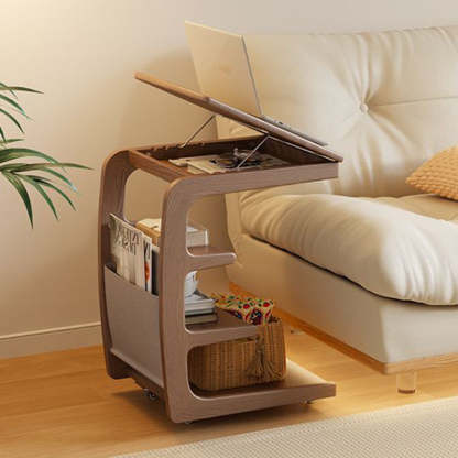 Modern Rubber Wood 4-Tier Side Table