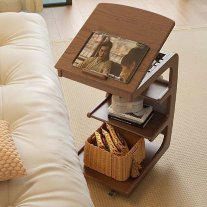 Modern Rubber Wood 4-Tier Side Table
