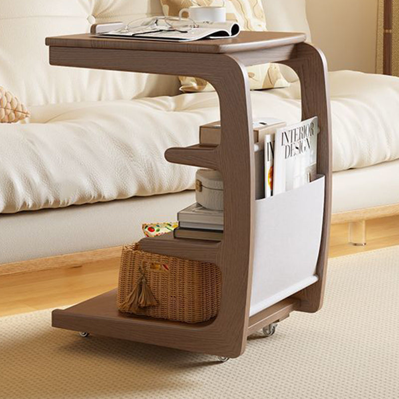 Modern Rubber Wood 4-Tier Side Table