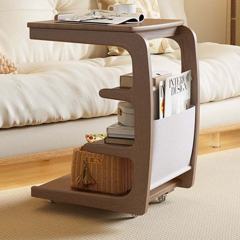 Modern Rubber Wood 4-Tier Side Table