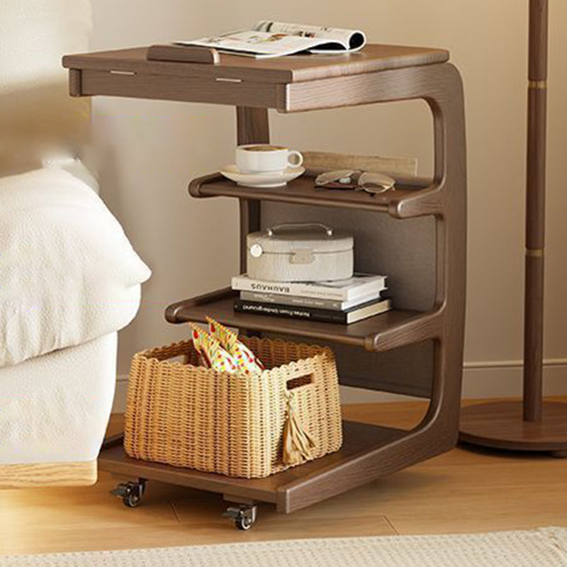 Modern Rubber Wood 4-Tier Side Table