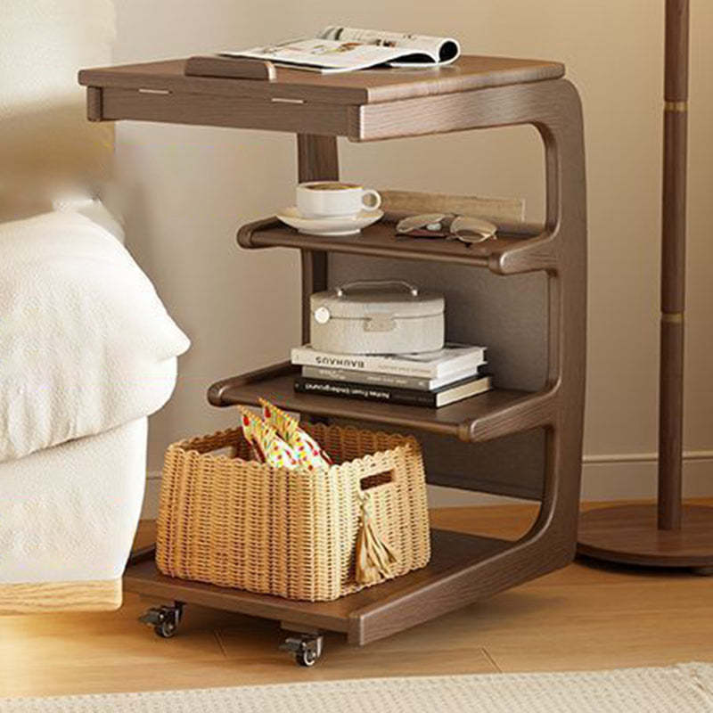 Modern Rubber Wood 4-Tier Side Table