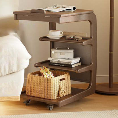 Modern Rubber Wood 4-Tier Side Table