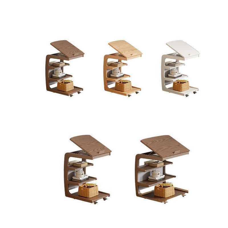 Modern Rubber Wood 4-Tier Side Table