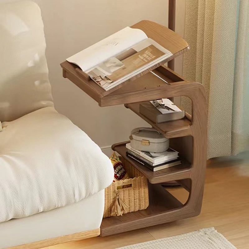 Modern Rubber Wood 4-Tier Side Table