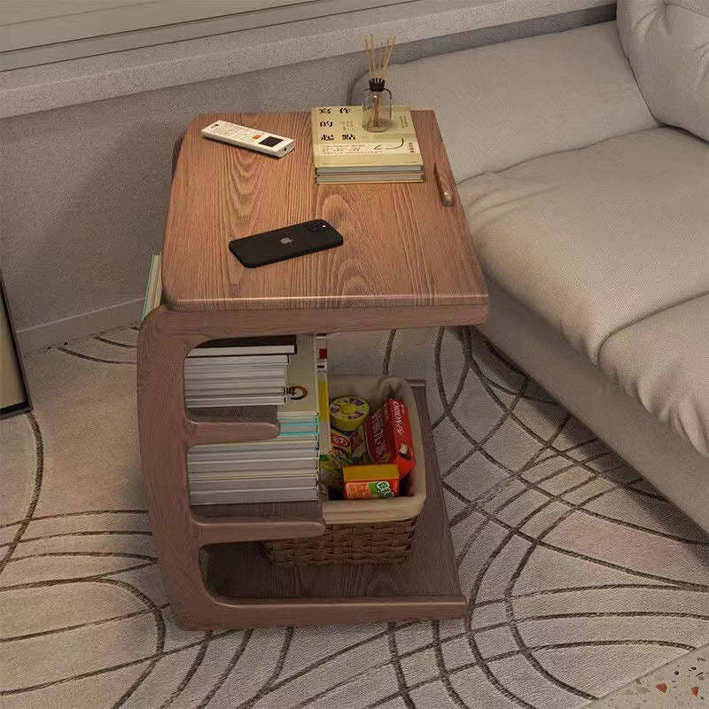 Modern Rubber Wood 4-Tier Side Table