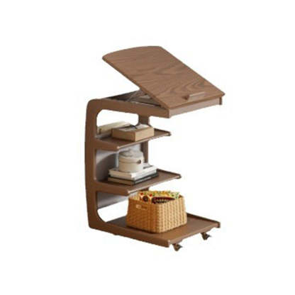 Modern Rubber Wood 4-Tier Side Table