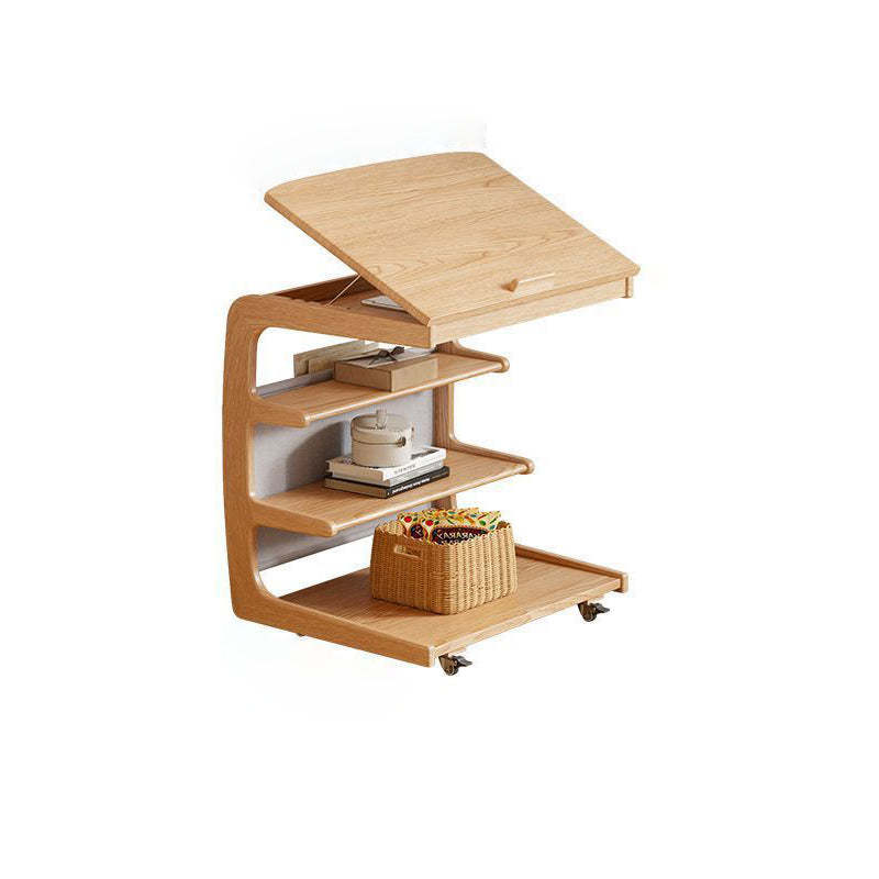 Modern Rubber Wood 4-Tier Side Table