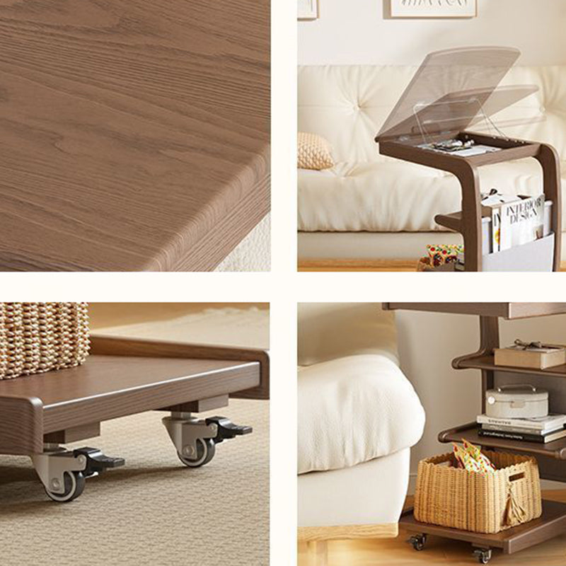 Modern Rubber Wood 4-Tier Side Table — White