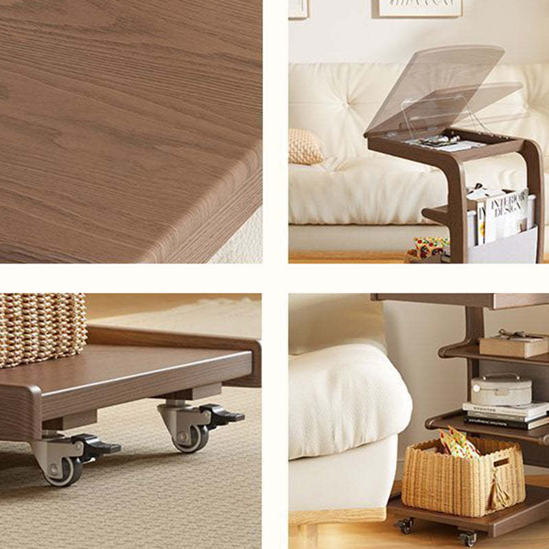 Modern Rubber Wood 4-Tier Side Table — White