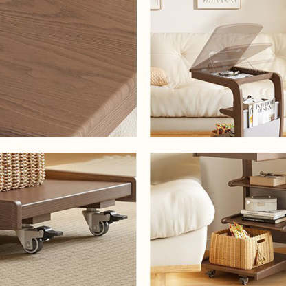 Modern Rubber Wood 4-Tier Side Table — White