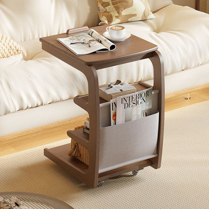 Modern Rubber Wood 4-Tier Side Table
