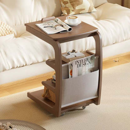 Modern Rubber Wood 4-Tier Side Table