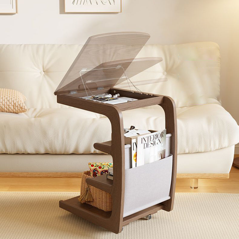 Modern Rubber Wood 4-Tier Side Table