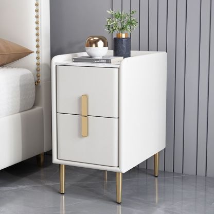 Nordic Pine Leather Sintered Stone Nightstand