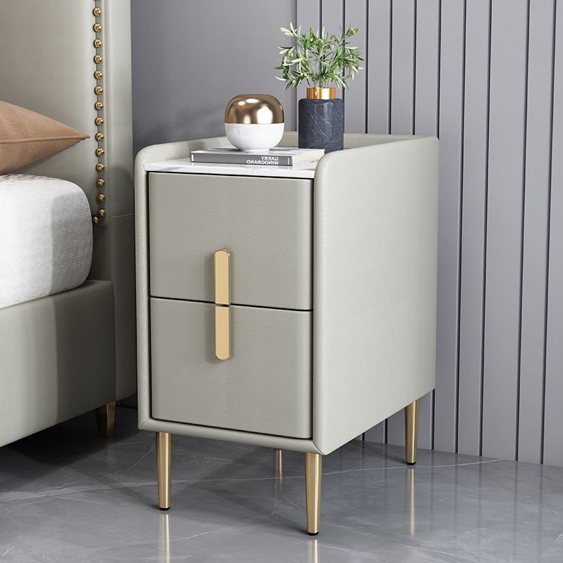Nordic Pine Leather Sintered Stone Nightstand