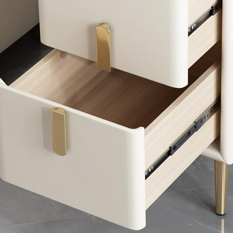 Nordic Pine Leather Sintered Stone Nightstand — Orange