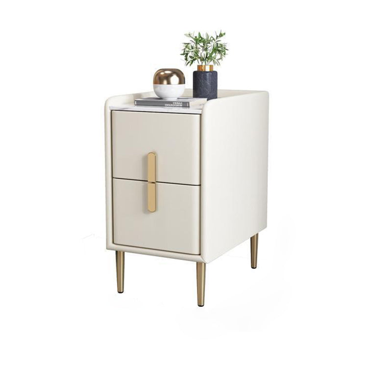 Nordic Pine Leather Sintered Stone Nightstand