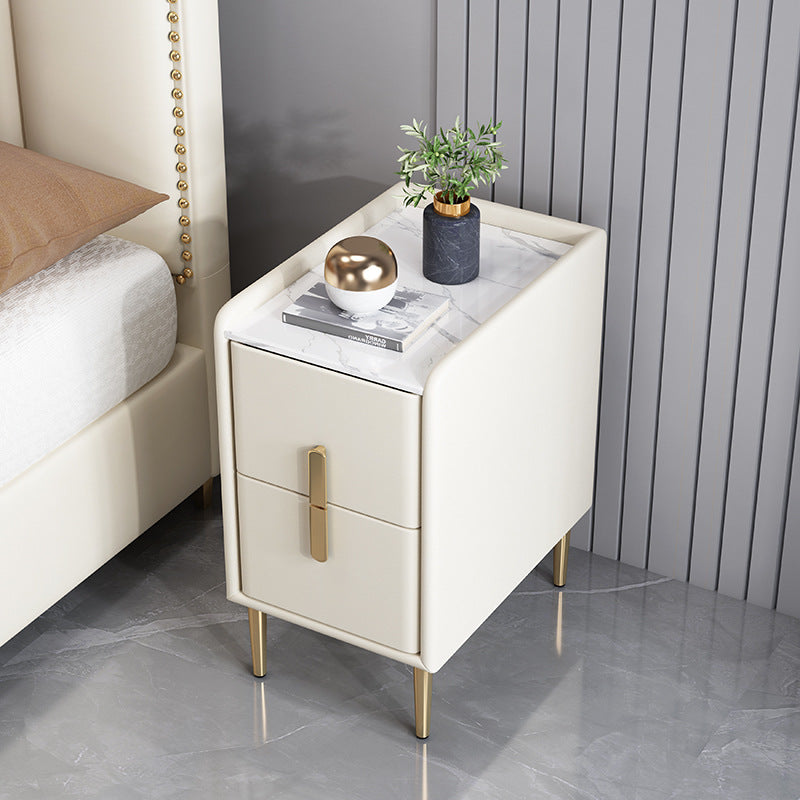 Nordic Pine Leather Sintered Stone Nightstand