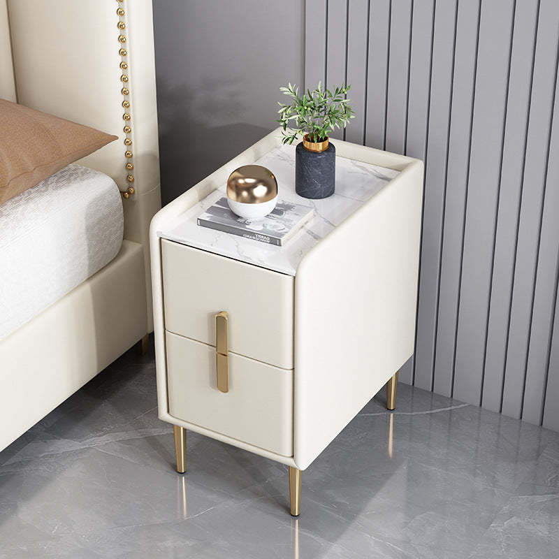 Nordic Pine Leather Sintered Stone Nightstand