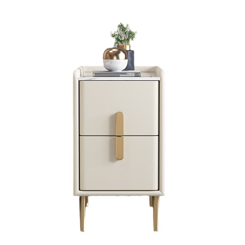 Nordic Pine Leather Sintered Stone Nightstand