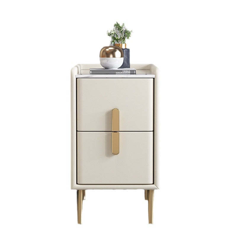 Nordic Pine Leather Sintered Stone Nightstand