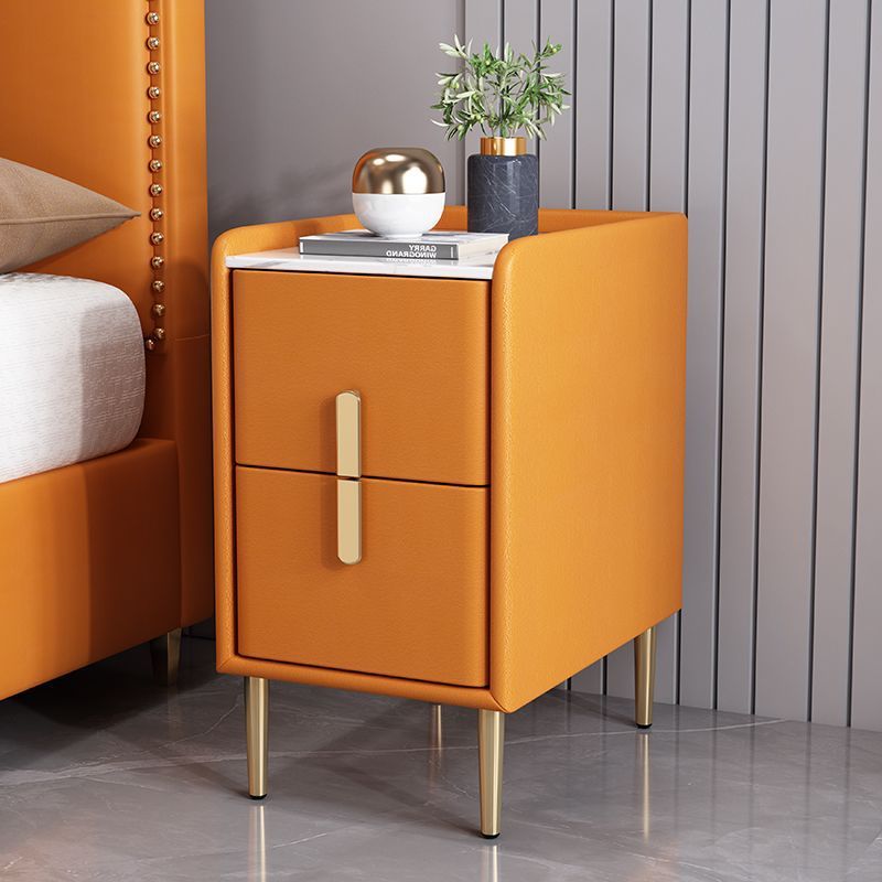Nordic Pine Leather Sintered Stone Nightstand