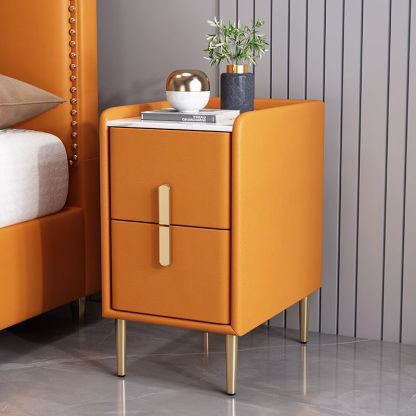 Nordic Pine Leather Sintered Stone Nightstand
