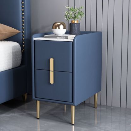 Nordic Pine Leather Sintered Stone Nightstand