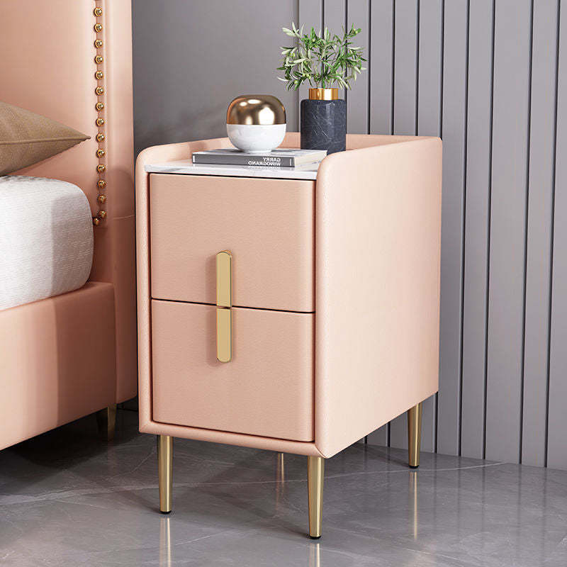 Nordic Pine Leather Sintered Stone Nightstand