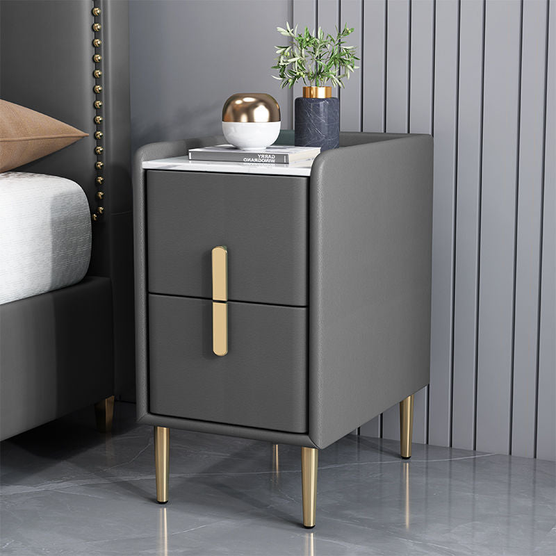 Nordic Pine Leather Sintered Stone Nightstand