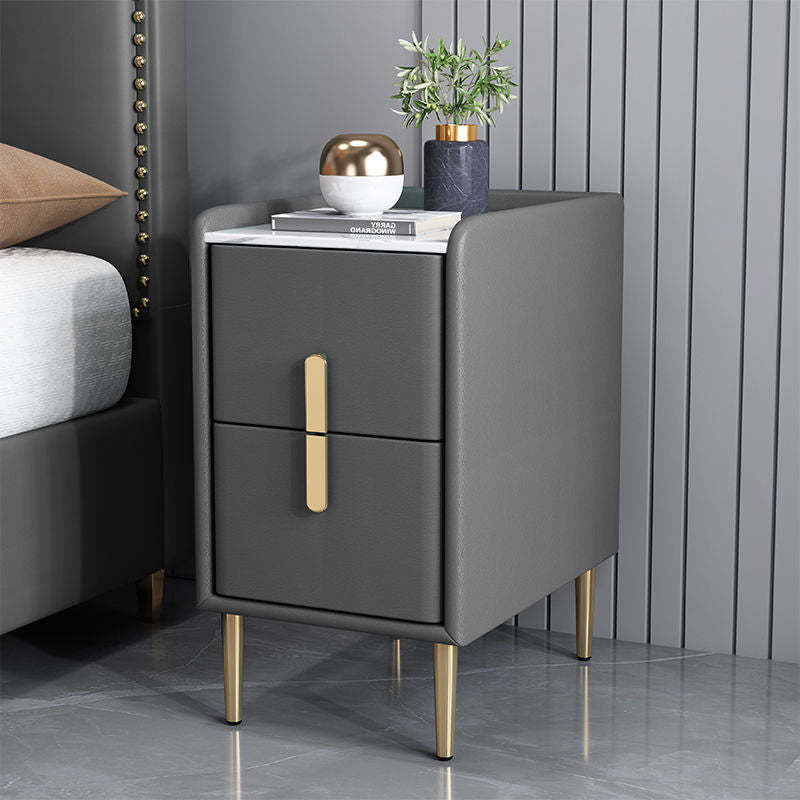 Nordic pine sintered wood leather stone metal nightstands
