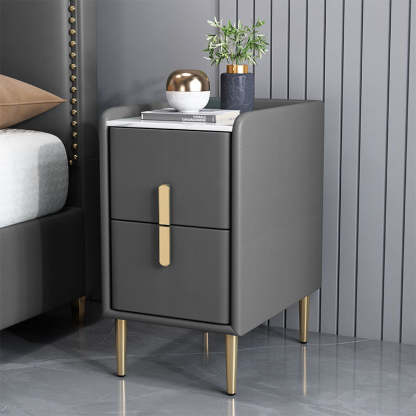 Nordic Pine Leather Sintered Stone Nightstand