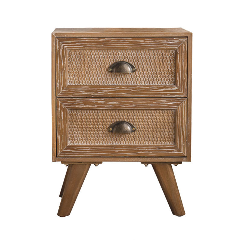 Traditional Rustic Fir 2-Drawer Side Table