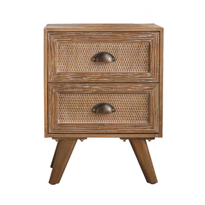Traditional Rustic Fir 2-Drawer Side Table