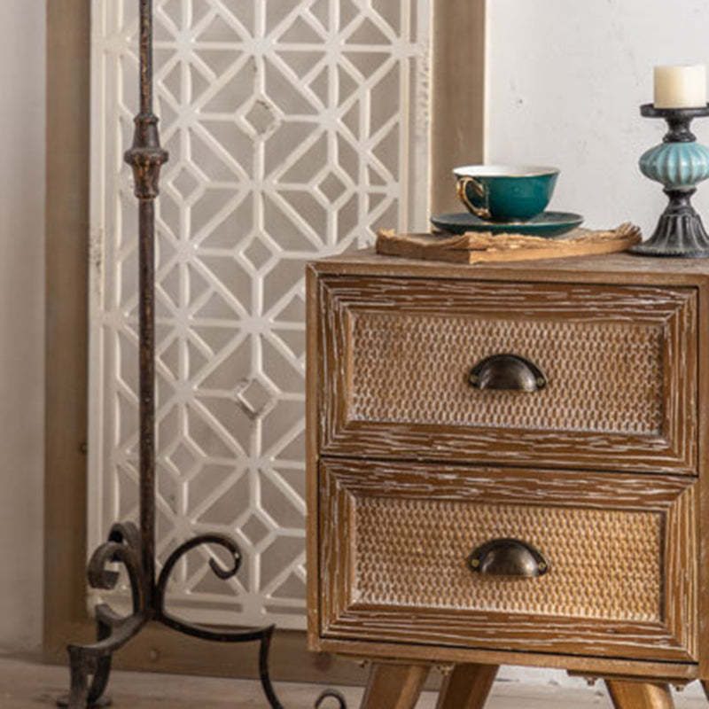 Traditional Rustic Fir 2-Drawer Side Table