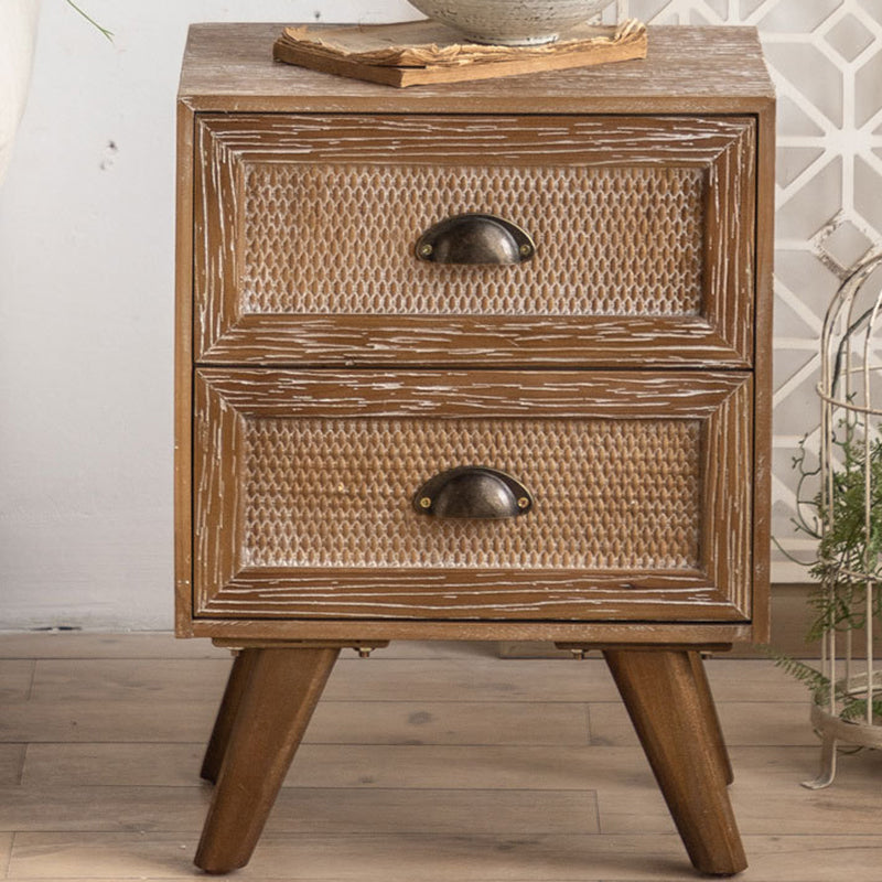 Traditional Rustic Fir 2-Drawer Side Table