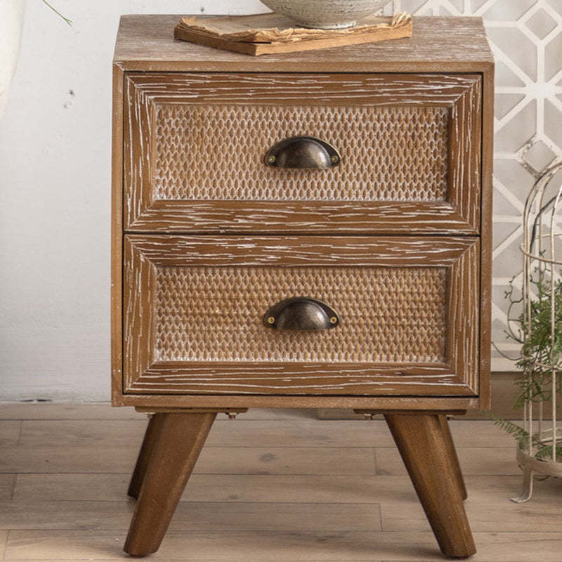 Traditional Rustic Fir 2-Drawer Side Table