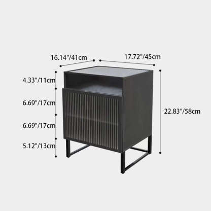 Modern Iron Glass 3-Cabinet Nightstand — White / Right Door