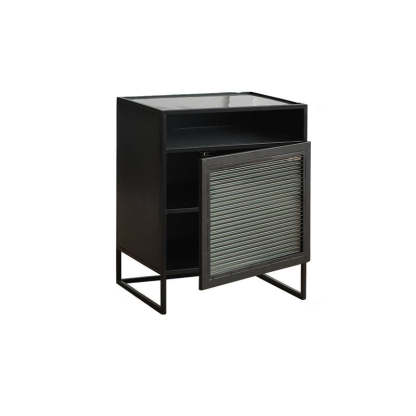 Modern Iron Glass 3-Cabinet Nightstand