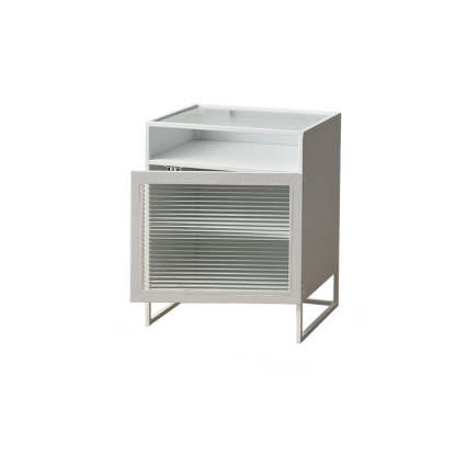 Modern Square Iron Glass 3-Cabinet Nightstand