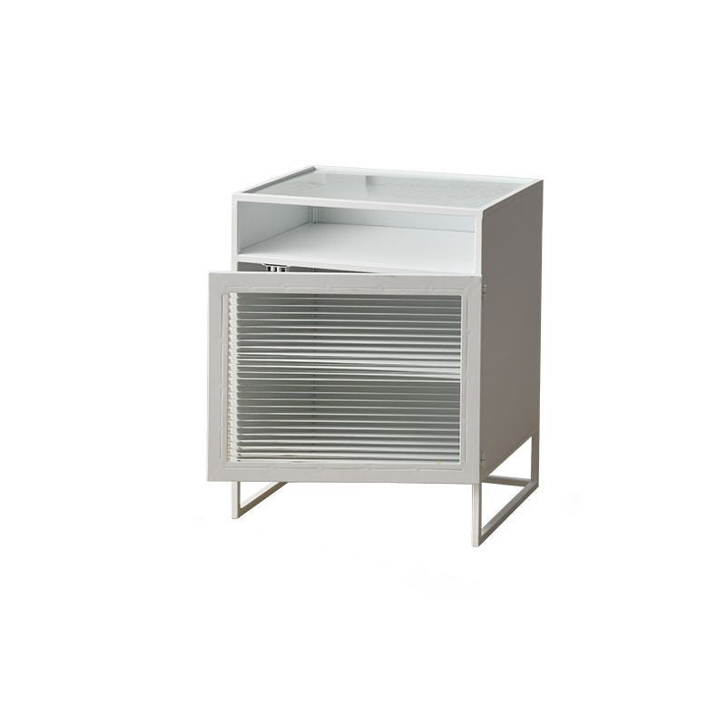 Modern Iron Glass 3-Cabinet Nightstand