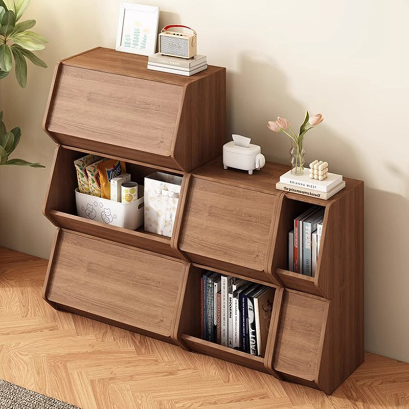 Modern Solid Wood Side Cabinet — Walnut Color