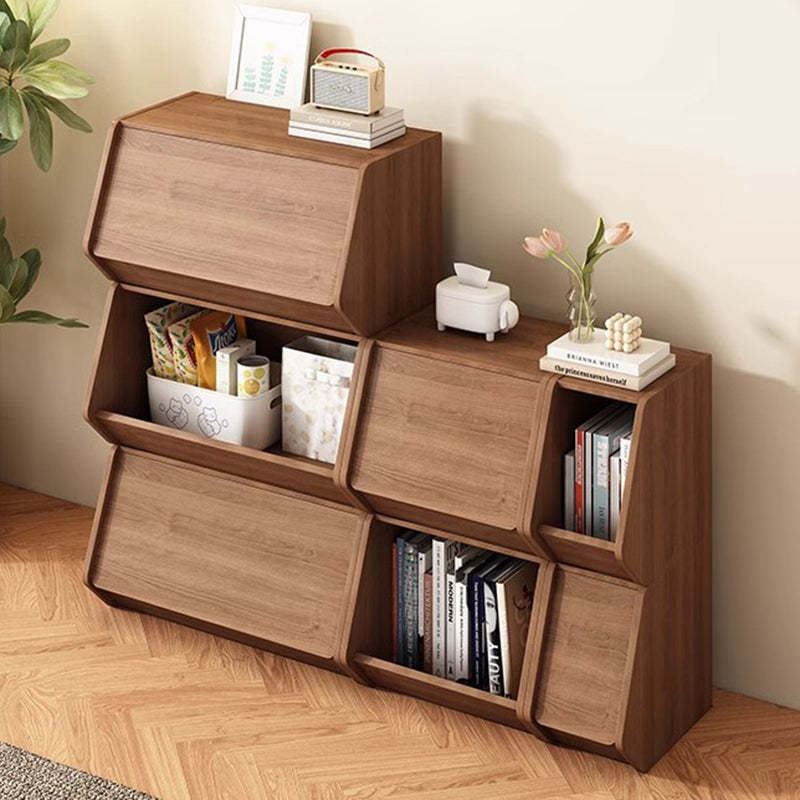 Modern Solid Wood Side Cabinet — Walnut Color
