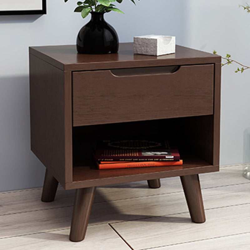 Minimalist Rubber Wood 1/2-Drawer Side Table — 2 / Wood Color
