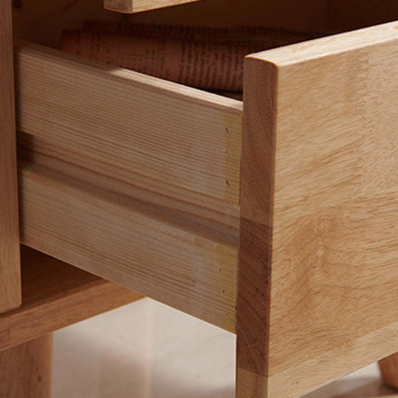 Minimalist Rubber Wood 1/2-Drawer Side Table