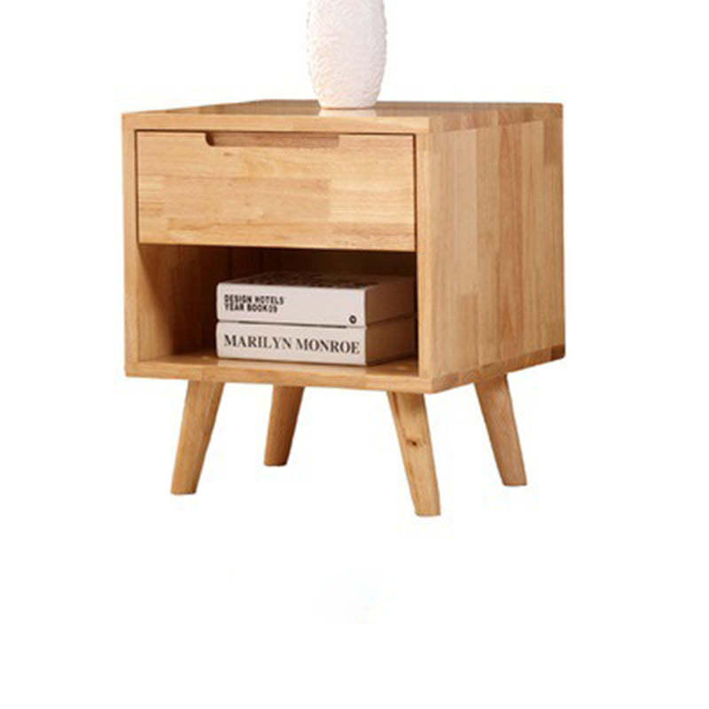 Minimalist Rubber Wood 1/2-Drawer Side Table