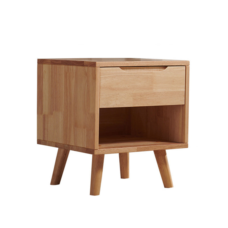 Minimalist Rubber Wood 1/2-Drawer Side Table